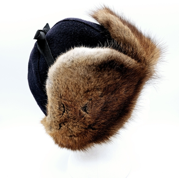 PAUL LEINBURD by CROWNCAP |  muskrat fur & wool blend trapper winter hat - Picture 2 of 13